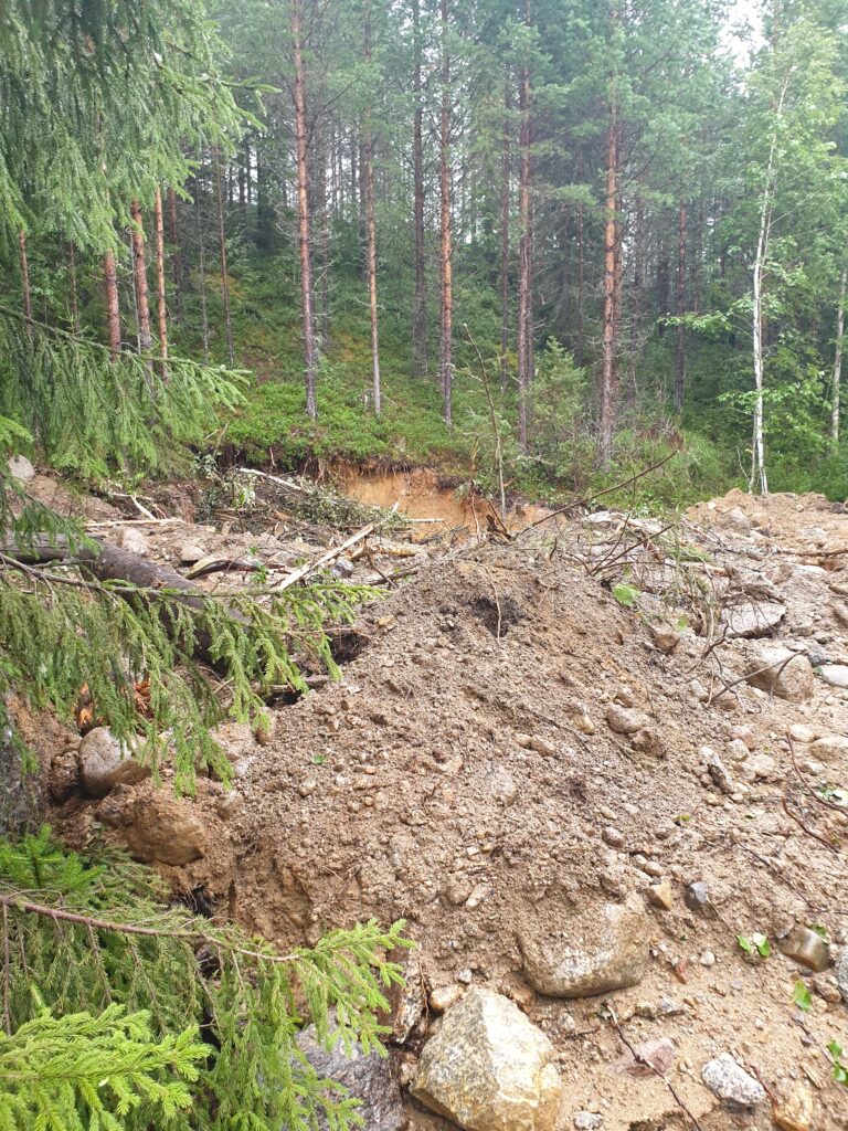 Gravel pit with blasted material.
